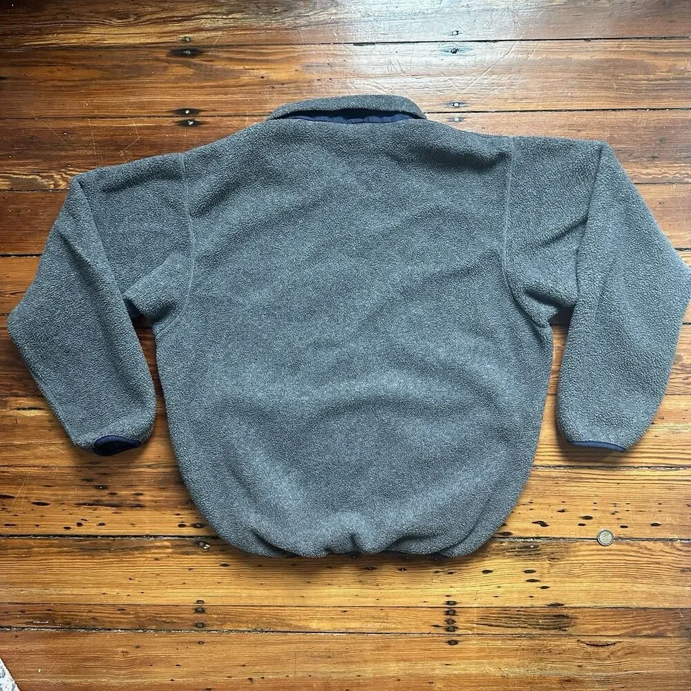 VTG Patagonia Gray Fleece Jacket Full Zip Men's Size XL Deep Pile Retro Made USA